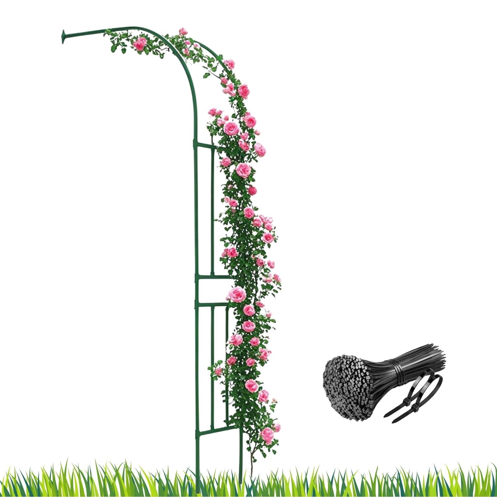 Gartenbogen für Kletterpflanzen, Rankhilfe für Rosen, Jasmin & Geißblatt, grüne Metalllaube, 300 x 240 cm, perfekt für Balkon und Garten