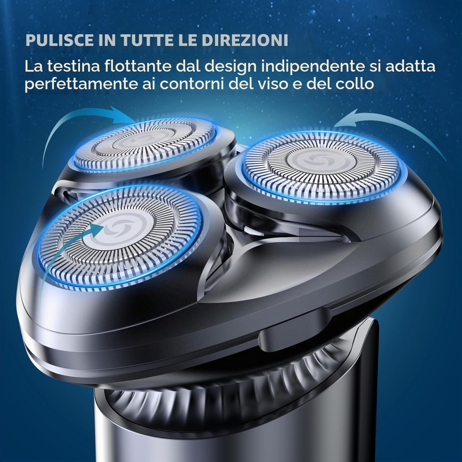 Rasoio elettrico da uomo rasoio elettrico - rasoio da uomo elettrico 3D a secco con testine di rasatura magnetiche IPX7 con blocco da viaggio rasoio bagnato e asciutto
