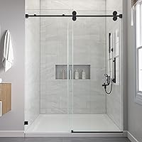 Vista 1 de Puertas corredizas de ducha para bañera de 56-60 pulgadas de ancho x 66 pulgadas de alto, ancho ajustable, 3/8 pulgadas (0.394 in), sin marco