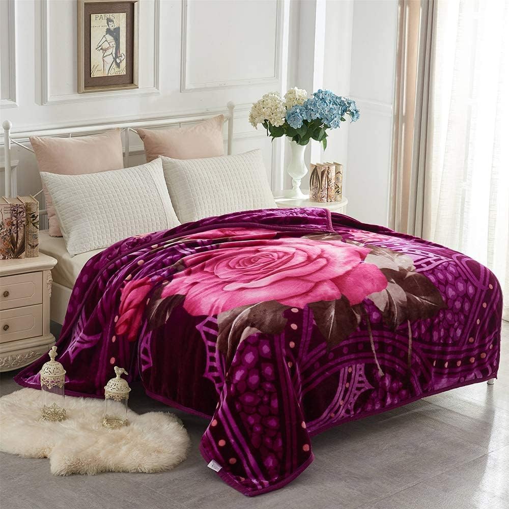 JYK Heavy Korean Faux Mink Fleece Blanket, 5 LB - 2 Ply Reversible 520GSM Silky Soft Plush Warm Blanket for Autumn Winter