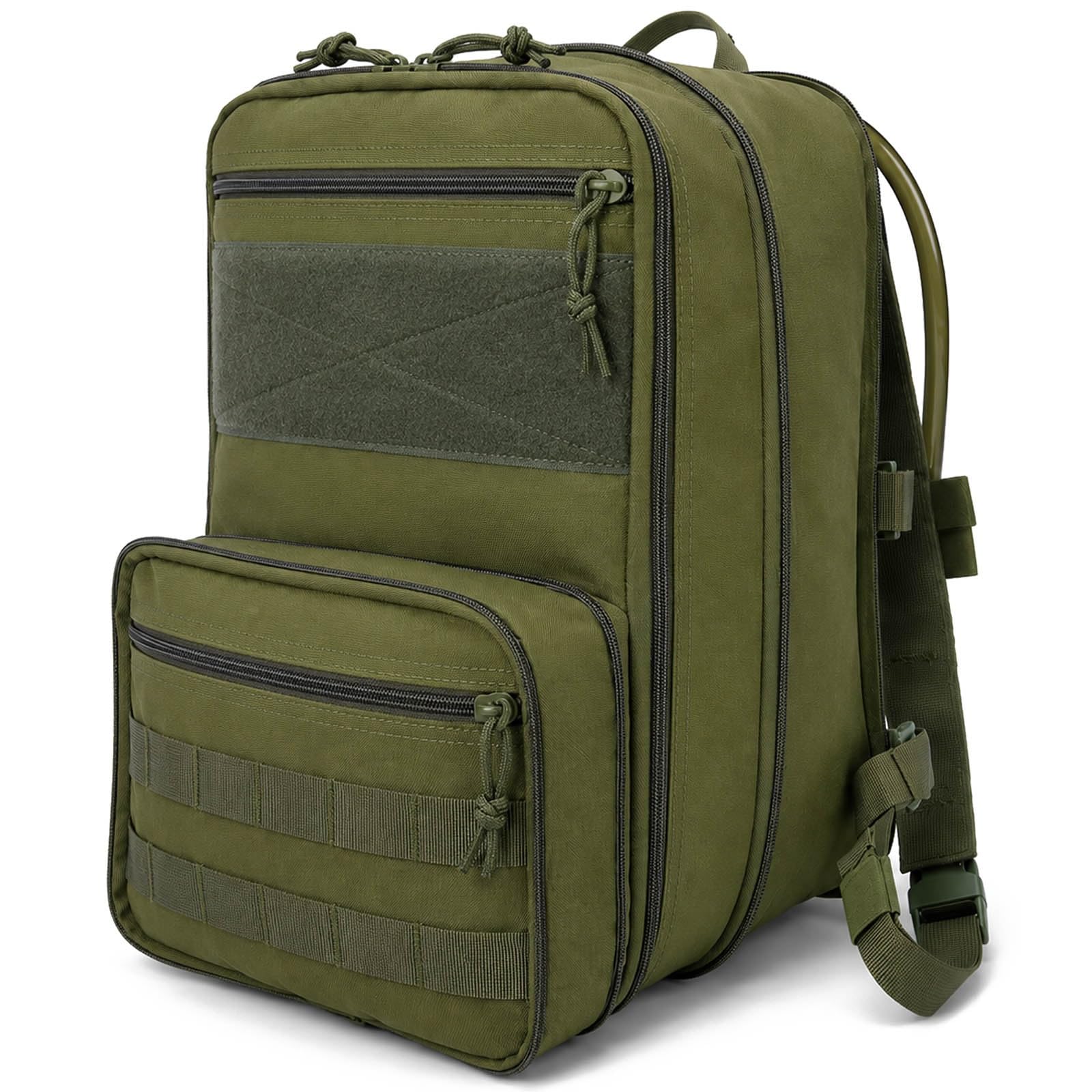 Mochila táctica MOLLE verde de tejido Oxford 600D con almacenamiento multicapa 8
