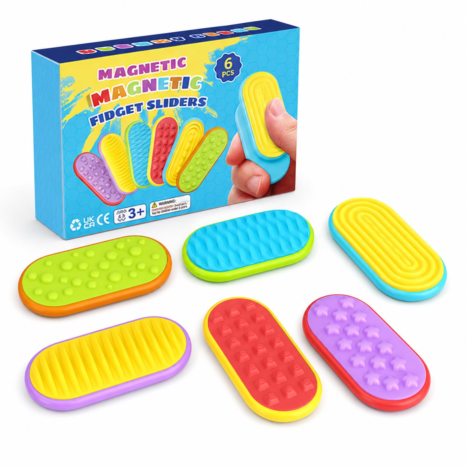 6PCS Magnetic Fidget Sliders, Fidget Slider Sensory Stones