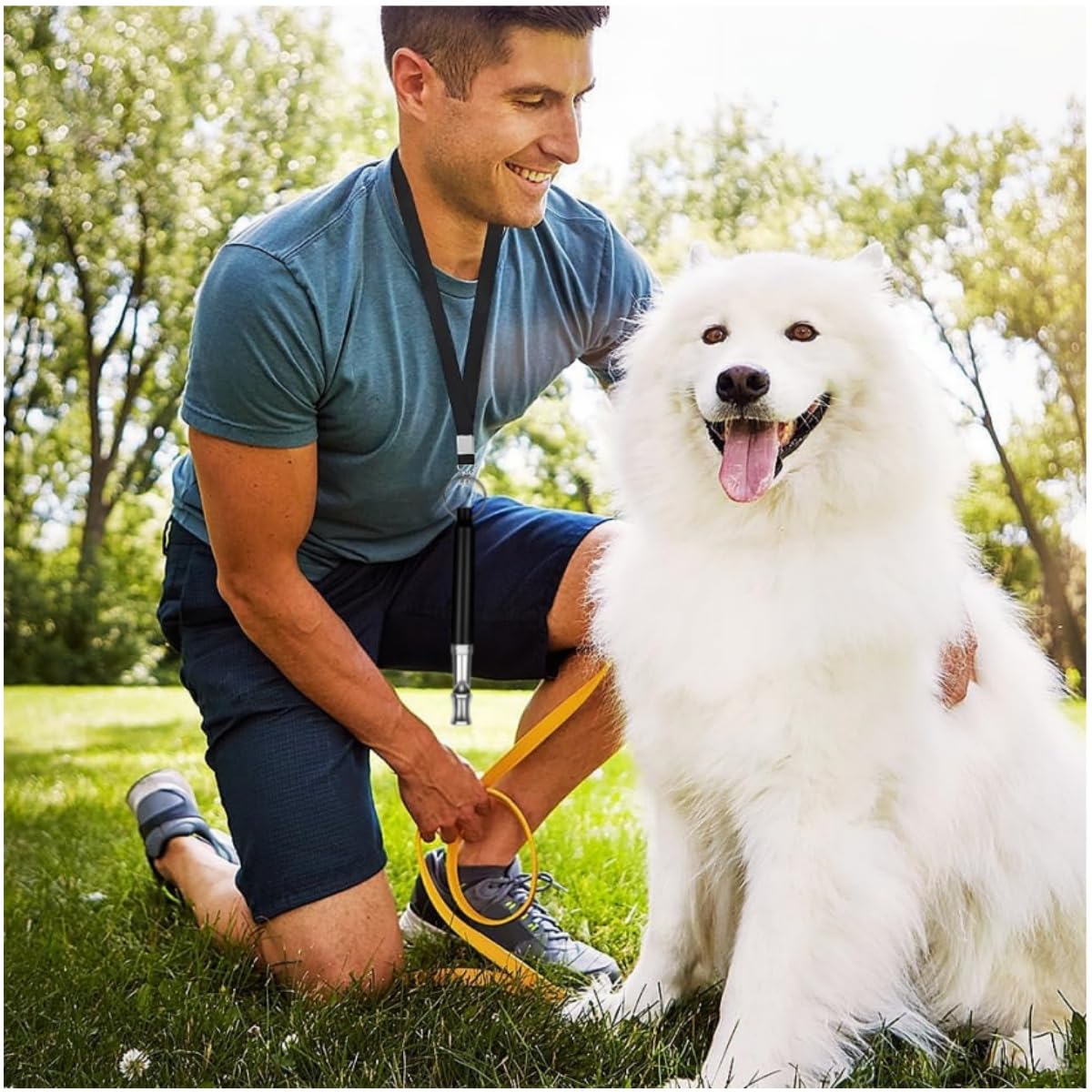 Lot de 2 Sifflets Ultrasons pour Chien,Sifflet Anti Aboiement et Dressage Haute Fréquence Réglable,Appareil de Contrôle avec Cordon pour Rappel Chien,Convient à la Plupart des Races.