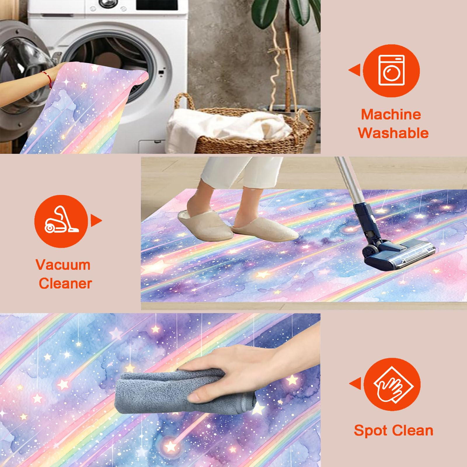Felpudo Entrada Casa, 80x120cm Alfombra de Puerta Arcoíris De Meteoros Tapetes de Interior Estilo De Chica Soñadora Antideslizante para Decorativo Dormitorios y Zonas Entrada Cuartos, Azul-Púrpura