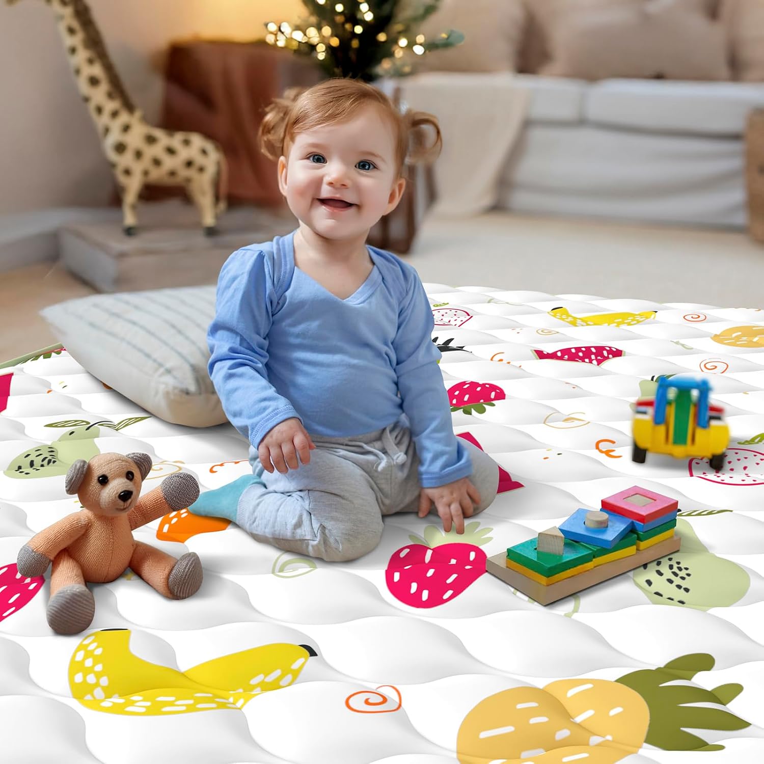 50X50 Foldable Baby Playpen Mat, PIGLOG Waterproof Play Mat for Babies and Toddlers Kids