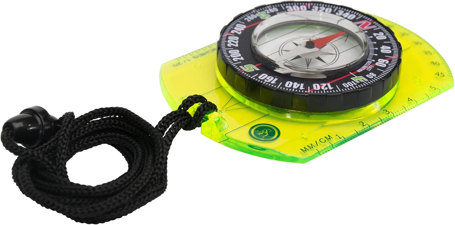 ust hi vis waypoint map compass with fluorescent plate and magnifier for hiking, camping, backpacking, emergency and outdoor survival : Sports & Outdoors
