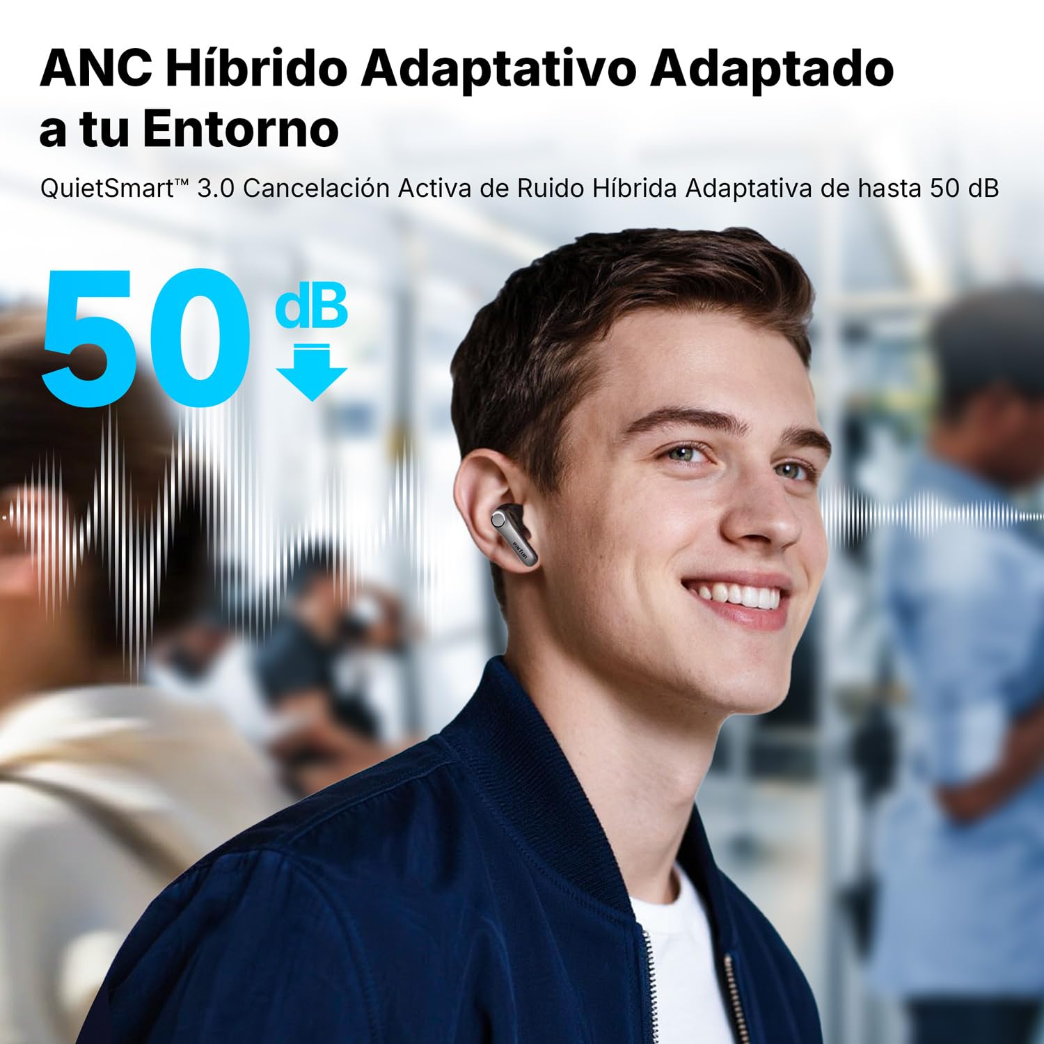 EarFun Air Pro 4+ Auriculares Inalámbricos Bluetooth, Cancelación de Ruido Adaptativa, Doble Controlador, Qualcomm aptX Lossless, 6 Micrófonos, Hi-Res Audio, LDAC, Bluetooth 6.0, 54 Horas, IP55, Negro