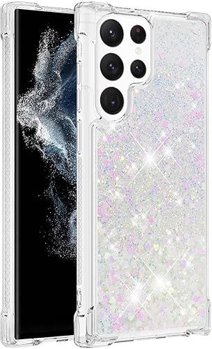 Miniatura 2 de Monwutong LSWT - Funda delgada para Samsung Galaxy S22 Ultra, con efecto de arena movediza líquida con purpurina, silicona suave TPU con lente de