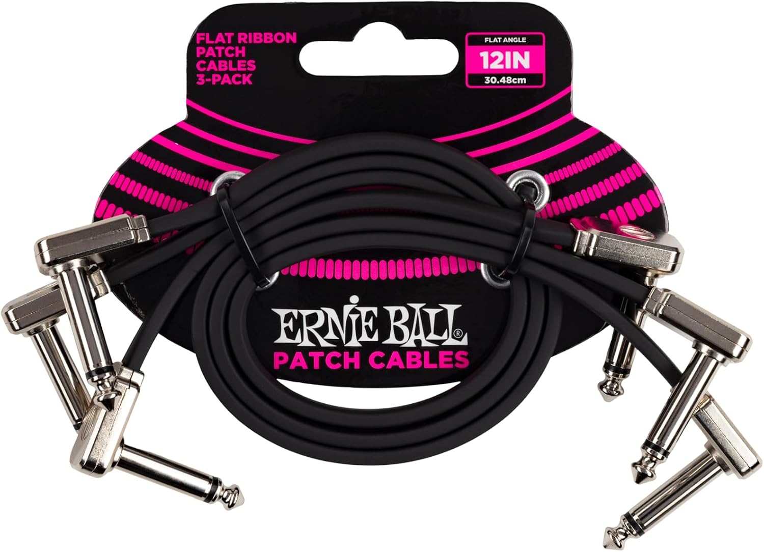 Ernie Ball Flat Ribbon Patch Cable Pedalboard Multi-Pack, Black (P06224) image 4