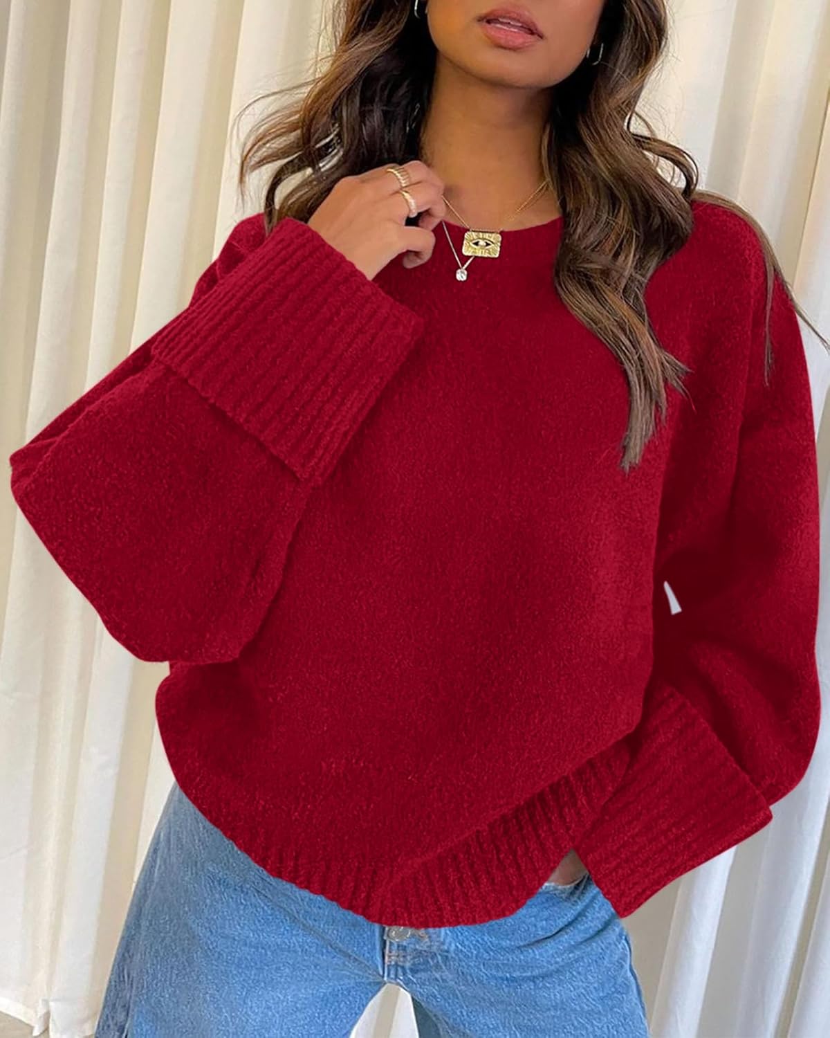 PRETTYGARDEN Women's Fall Oversized Sweaters Casual Crewneck Pullover Long Sleeve Fuzzy Chunky Knit Tops Blouse - Image 6