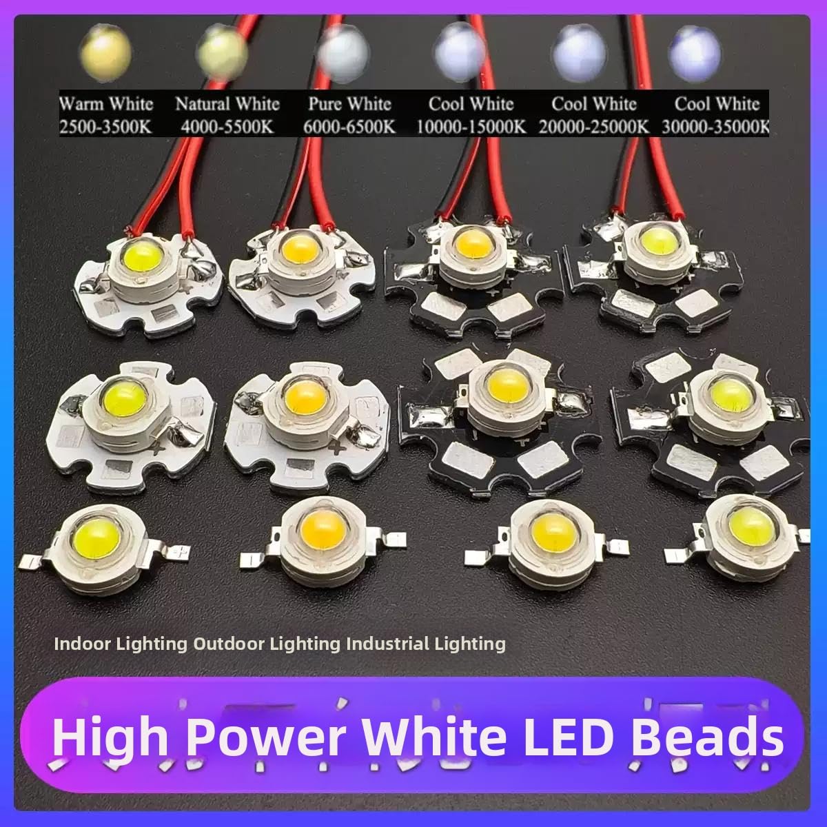 Emettitore a diodo LED da 5W,scheda LED dual core 3V,bianco caldo/freddo,torcia a mano MR16 GU10 ristrutturazione della luce downlight,senza scheda scheda a dissipatore stella (5W-50pcs/Bianco 6500K)