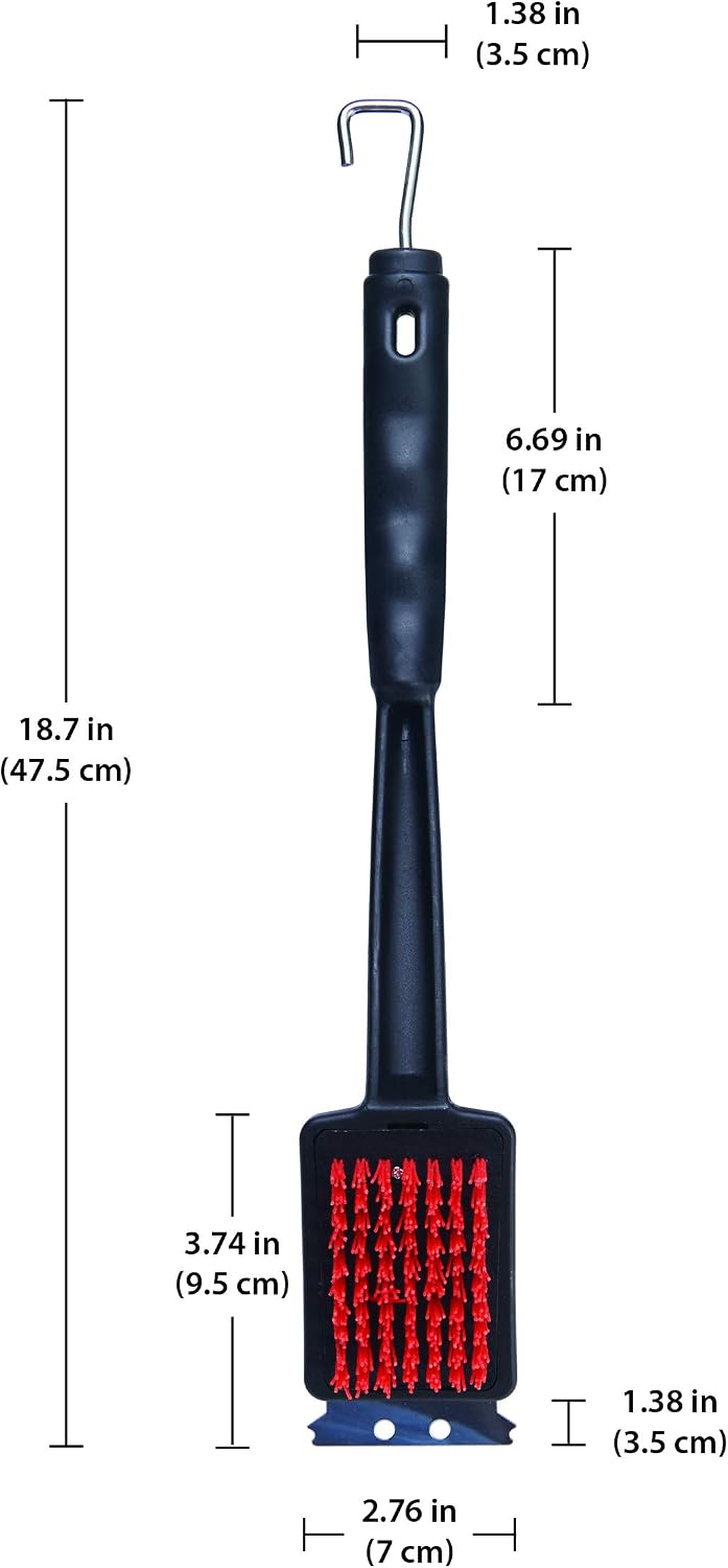 Farberware 5261919 Barbecue Large Grill Brush with Replacement Head, 19-Inch, Black and Red