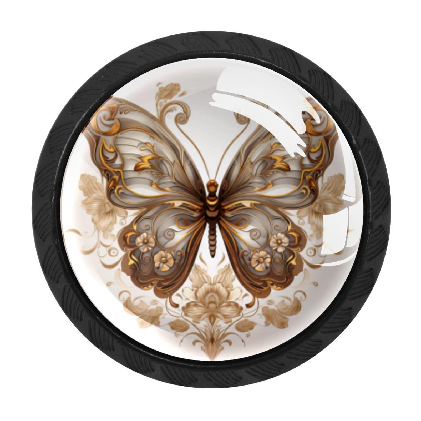 Chenzzzz Multicolored 07 Butterfly Drawer Knobs 4 Pack Crystal Dresser Knobs 35Mm Glass Cabinet Knobs For Home Office Bathroom