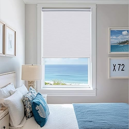 Miniatura 7 de ALLBRIGHT Persianas enrollables de tela con aislamiento térmico 100% opacas, protección UV, jacquard a rayas, fáciles de instalar (beige, 32