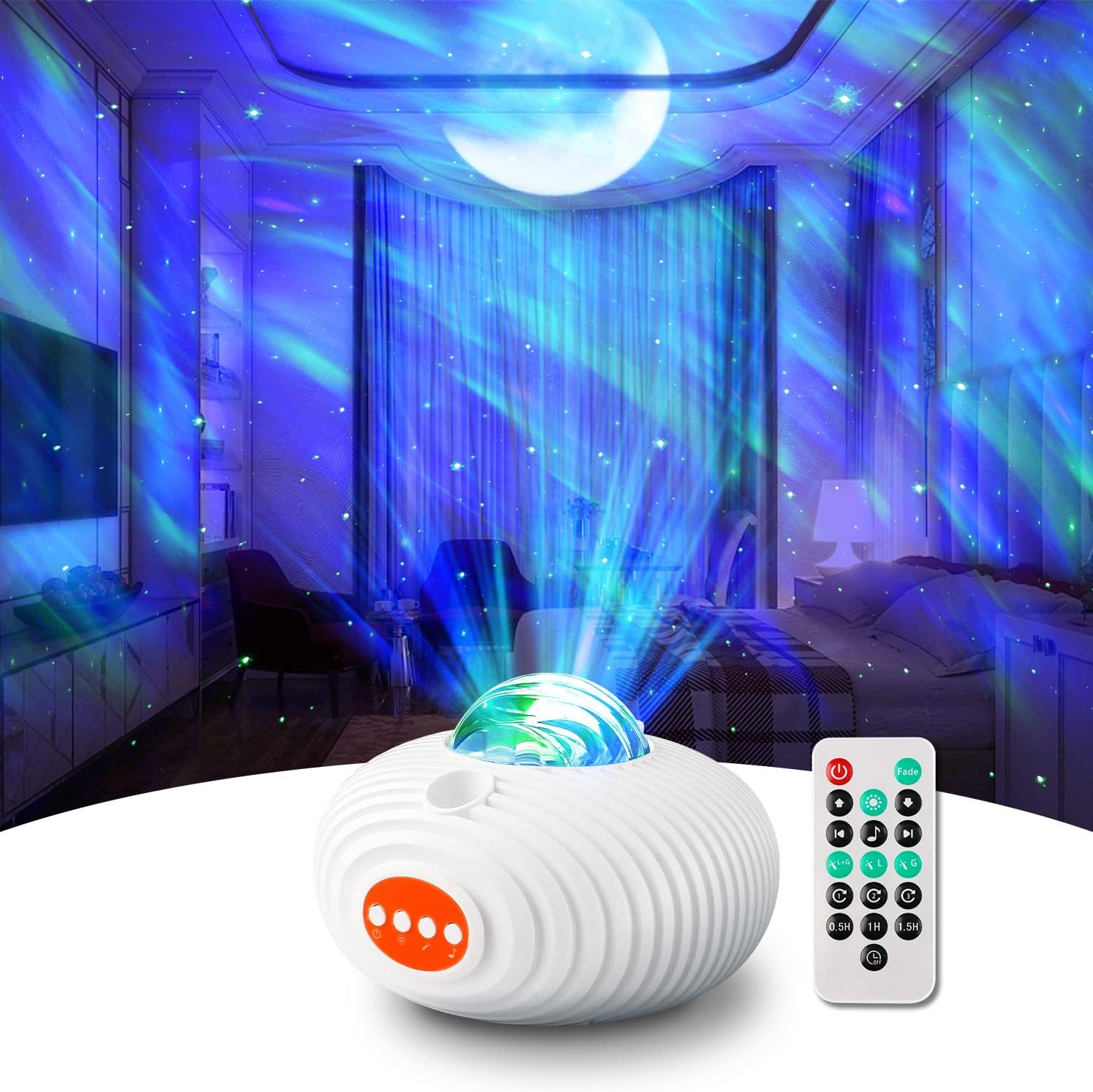 Northern Aurora Night Light Projector, Night Light Sound Machine, Cool Gadgets with White Noise, Ceiling Projector Lights for Bedroom Teen Room Decor,Gifts for Women Men Kids