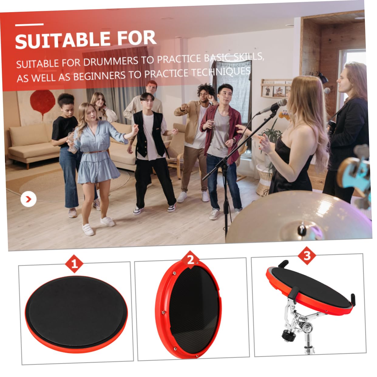 Pad Per Esercitazione Del Tamburo Muto Pastiglie Per L'Audio Del Tamburo Accessorio Per Tamburo Drum Pad Per Principianti Pad Per Pratica Del Rullante Drum Kit Per Bambini