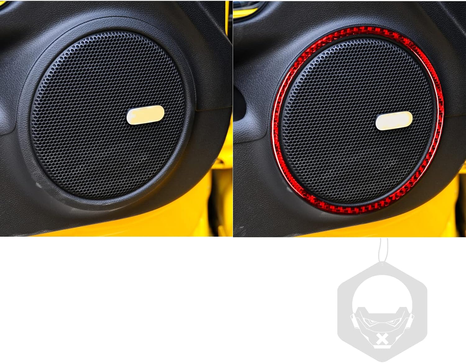 ​NVCNX Real Premium Carbon Fiber Compatible with Chevy/Chevrolet Camaro 2010-2015 2011 2012 2013 2014 Door Panel Audio Speaker Ring Cover Car Interior Trim Accessories 2PCS Red