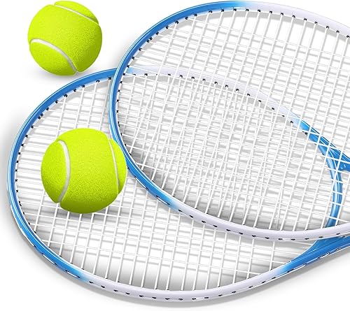 Miniatura 3 de Paquete de 4 raquetas de tenis para adultos, recreativas, para 4 jugadores, raquetas de tenis preencordadas de 27 pulgadas, raquetas de tenis