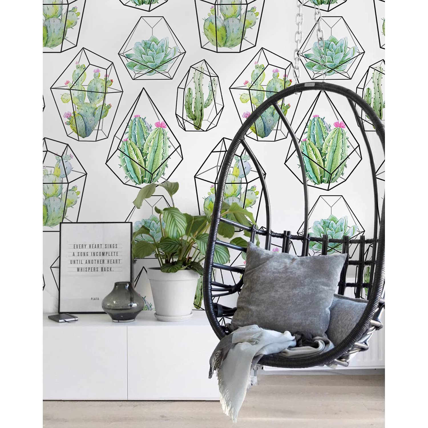 Papier peint meuble cuisine et salon stickers muraux grand format cactus