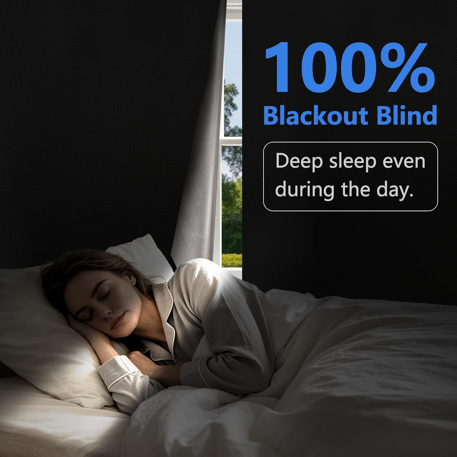 100% Blackout Curtain Fabric, 57" x 118" Cuttable DIY Window Cover, No Drill Blackout Curtains with Adhesive Tabs, 420D Oxford Waterproof Thermal Insulated for Bedroom, Travel, Nursery