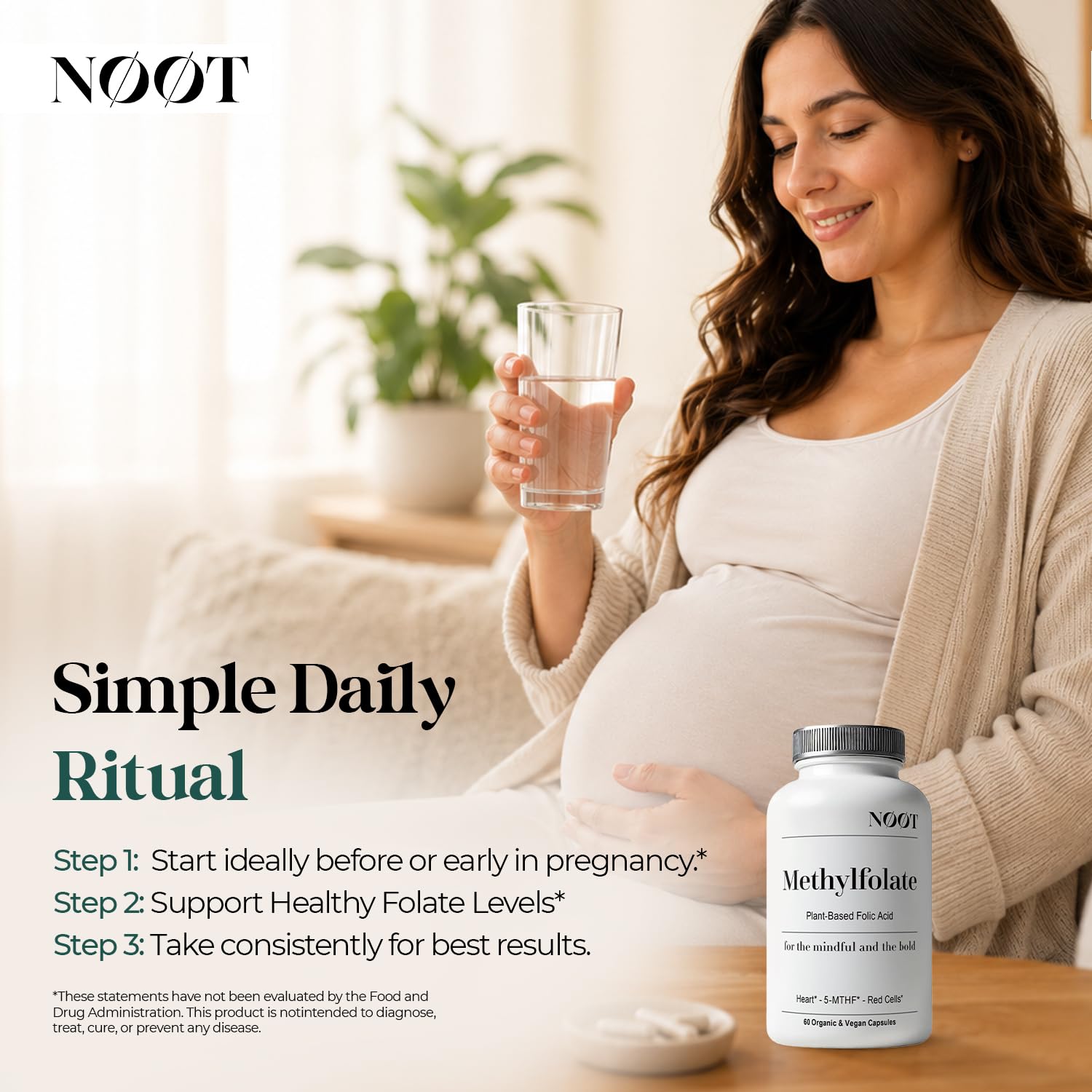 NOOT Organic Methylfolate 1000 mcg DFE, Plant-Sourced Folate with Naturally Occurring 5-MTHF Essential for Energy, Mood, Red Blood Cell Formation & Prenatal Readiness for Women & Men - 60 Capsules — Amazon image 4