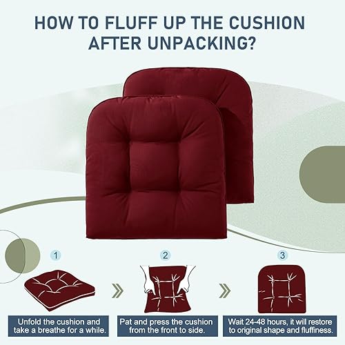 Miniatura 6 de downluxe Juego de 4 cojines para sillas de exterior, cojines impermeables para muebles de patio, cojines de espuma viscoelástica para muebles de