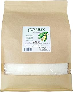 WAXIM Sojawachs Kerzenwachs zum Gießen | Wachs für Kerzen selber machen in Perlen 2.500 g | Kerzenwachs Granulat | Pflanzliche Basis für Behälter | Gleichmäßiges Schmelzen und Saubere Verbrennung