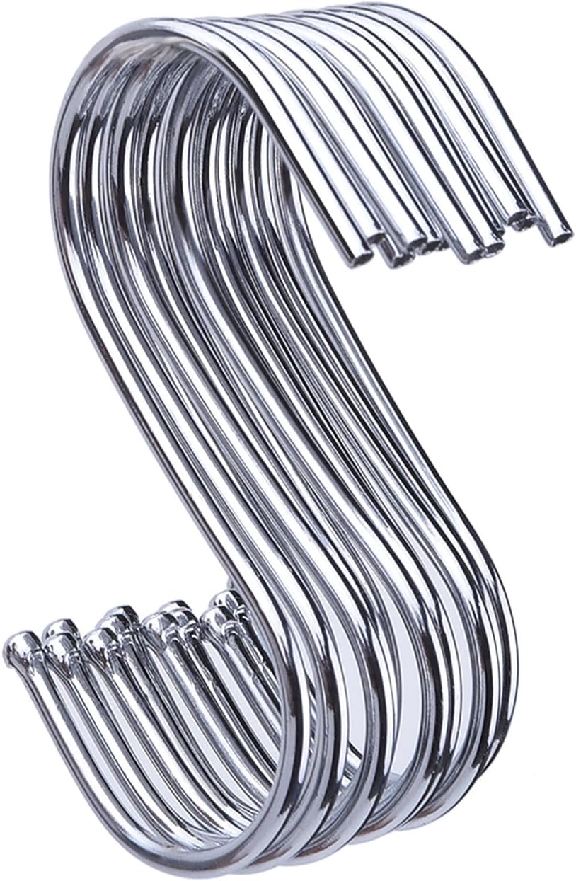 12 Pack S Shaped Hooks S Hanging Hooks Hangers for Kitchen, Bedroom and Office (Medium)