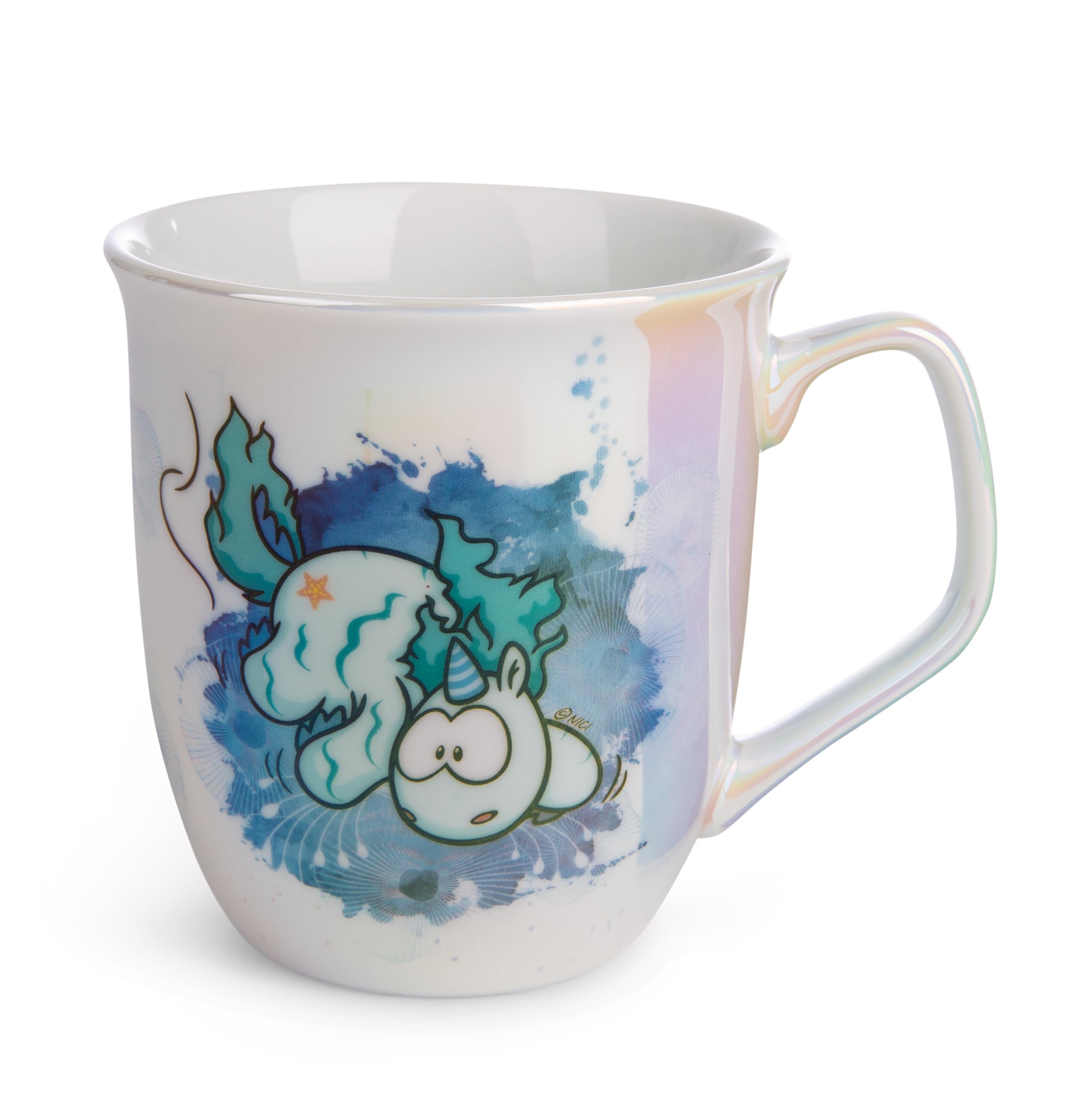 NICI- Taza Unicornio Aquario 360ml 10x9cm Azul-Vaso de Porcelana para té, Leche, café o Cacao, Jarro asa para Bebidas frías y Calientes-Gran Idea de Regalo, Color ° (49716)