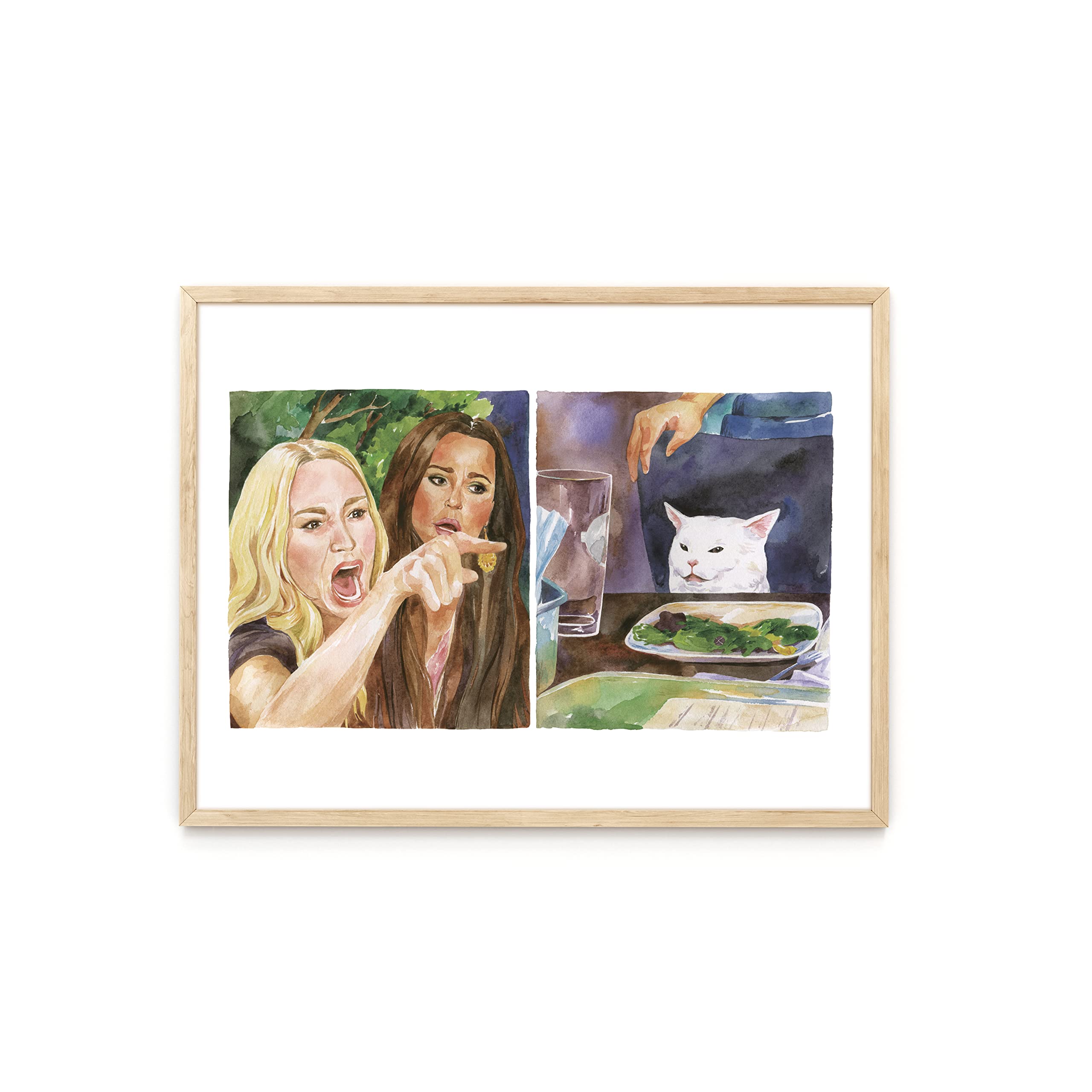 HAUS AND HUES Cat Meme Canvas Art - Funny Meme Wall Decor for Dorm & College, Beige Frame 12x16