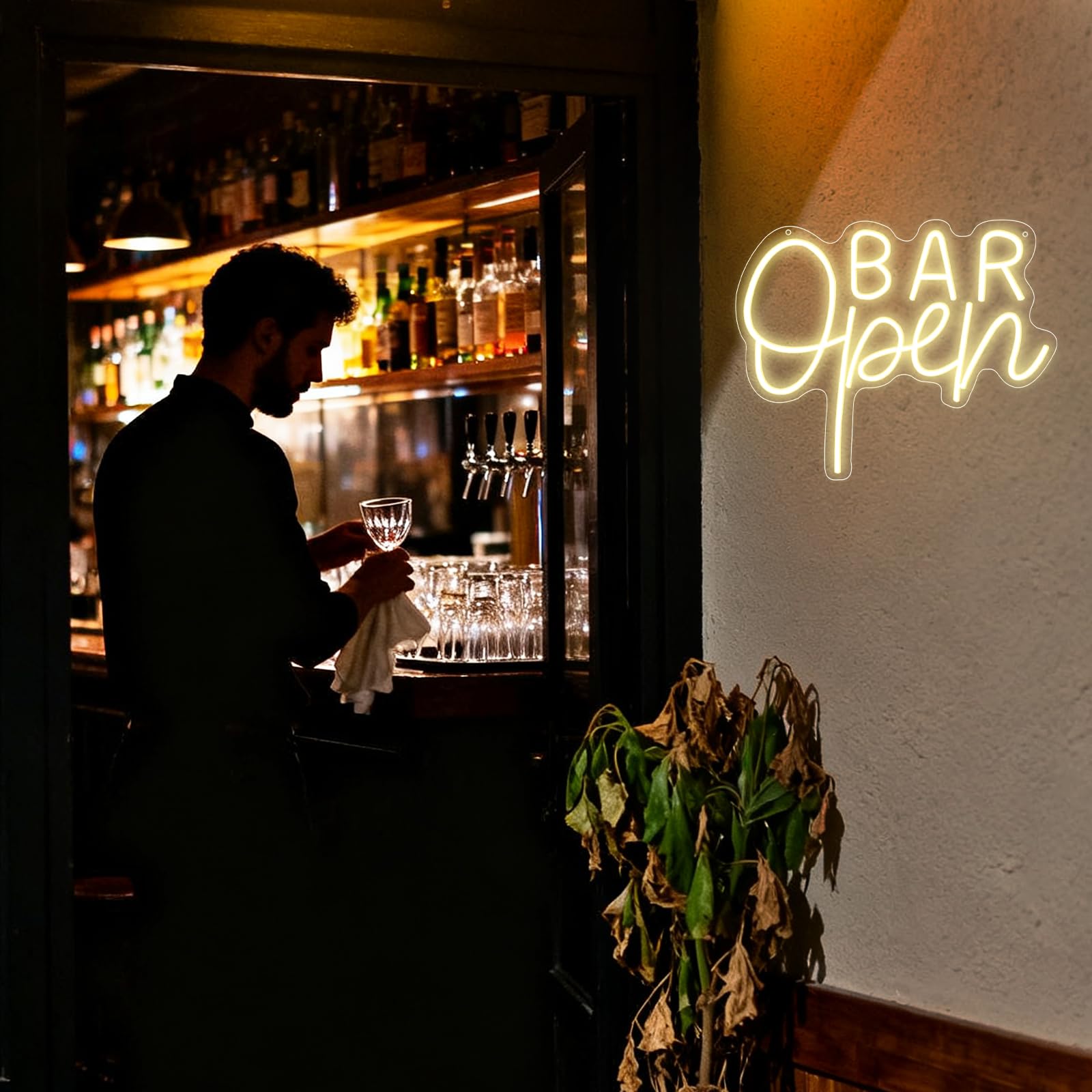 Insegna al Neon "BAR Open" con LED Caldo USB Regolabile per Bar, Neon da Parete Ultra Luminoso per Bar, Pub, Negozi, Caffè, Bar, Hotel, Decorazione per Feste