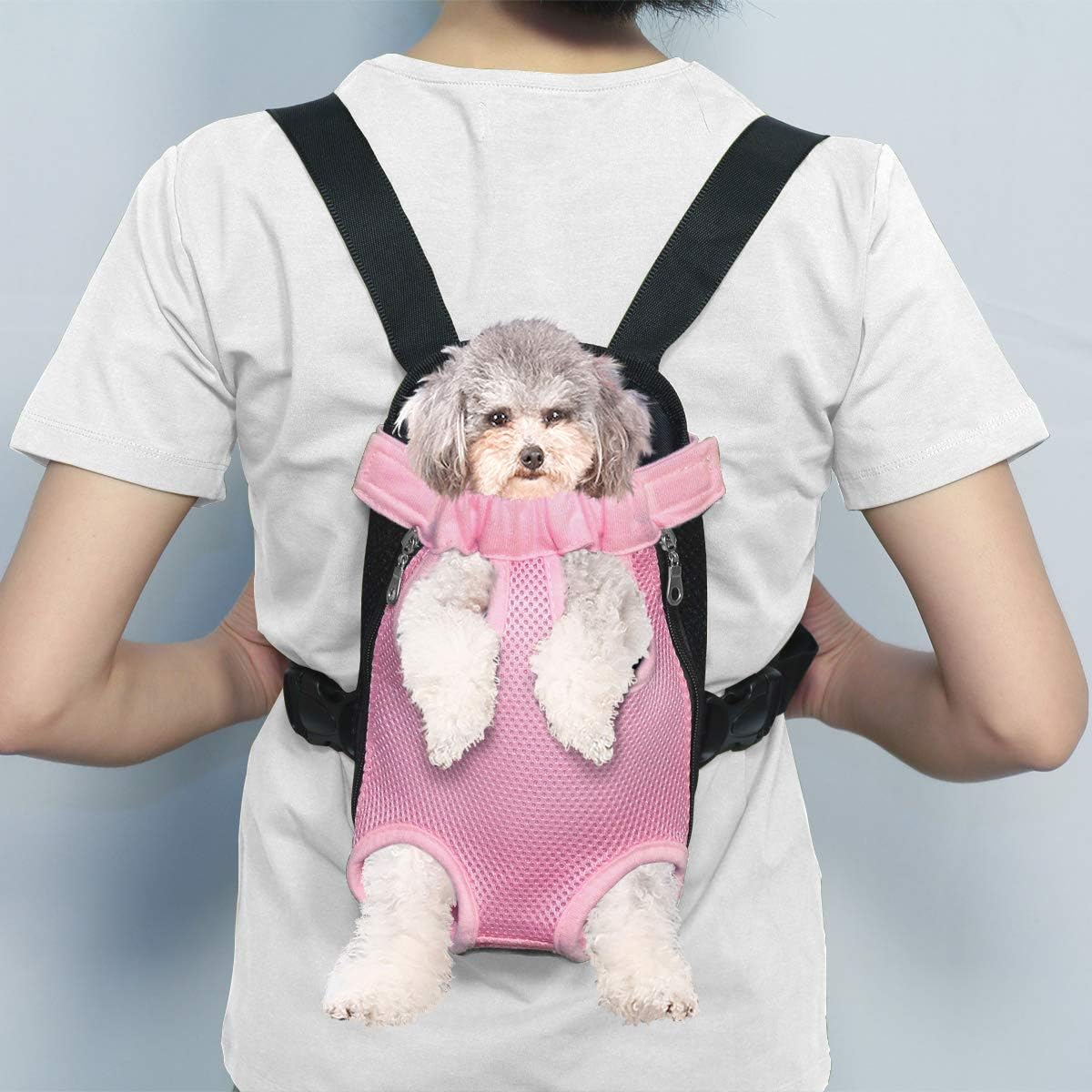 Henkelion Dog Carrier Backpack Front Pack, Pet Carrier Back Pack for Small Medium Cat Puppy Doggie, Dog Body Carrying Bag Sling Backpack, Dog Treat Holder for Chest - Pink - Small