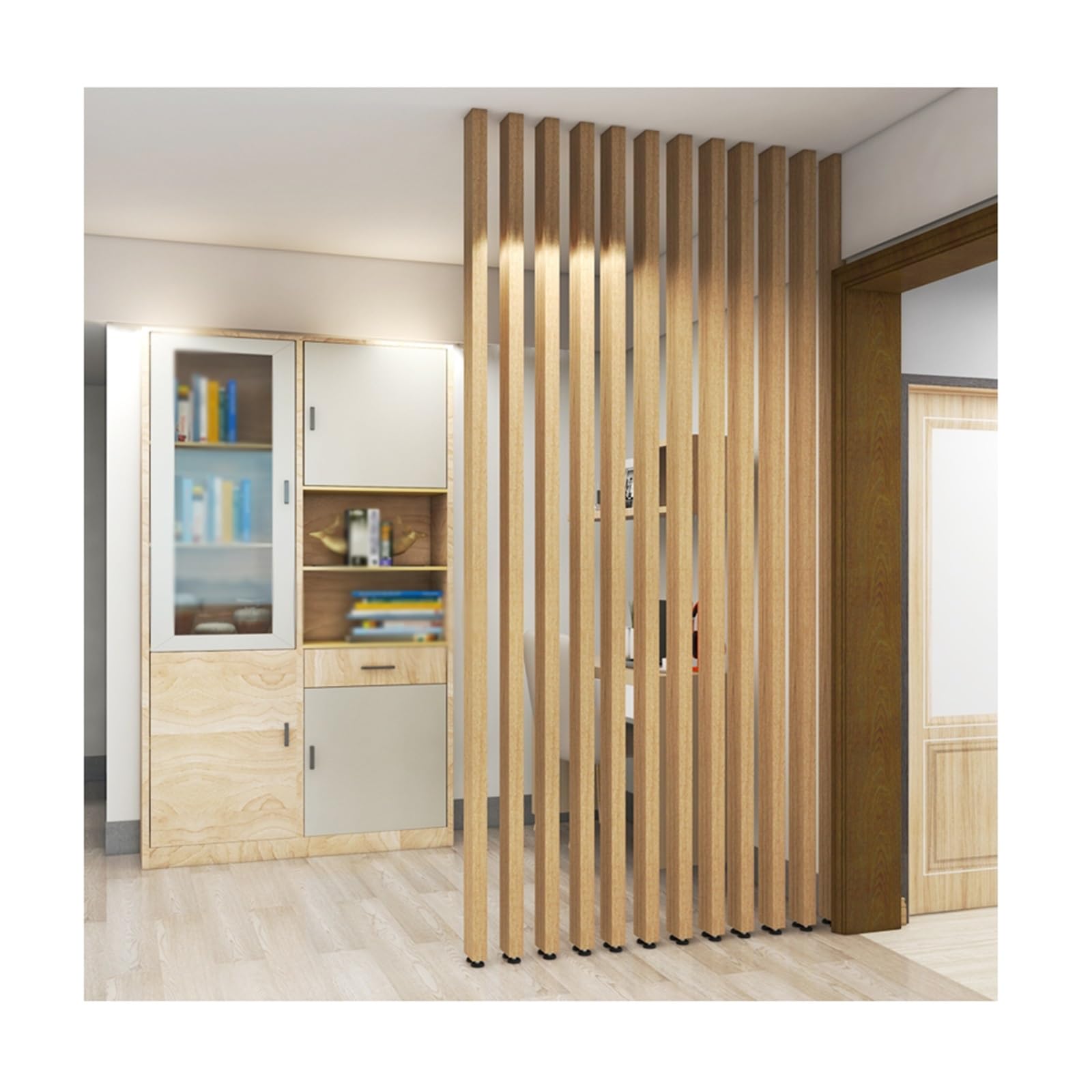 Floor to Ceiling Wall Post Partitions Screens， Metal Slat Room Divider, Adjustable Height, Floor To Ceiling Partition, 39-91in, 4-9 Pcs(7root,190cm/74.8in/6.23ft)