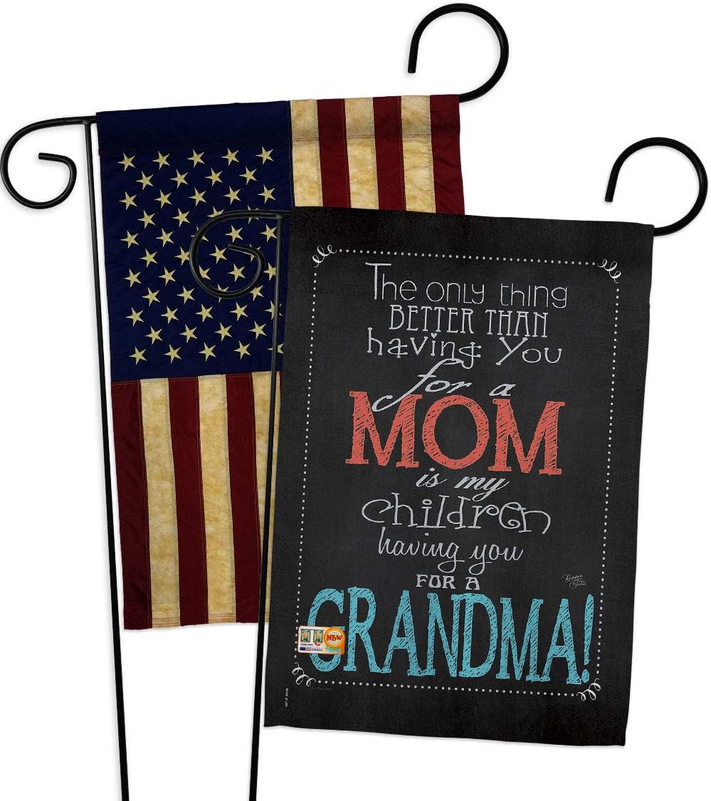 Mom Grandma Garden Flags Pack Family Mother Day Mama Love Flowers Parent Sibling Relatives Grandparent USA Vintage Applique Small Decorative Gift Yard House Banner Double-Sided Made In 13 X 18.5