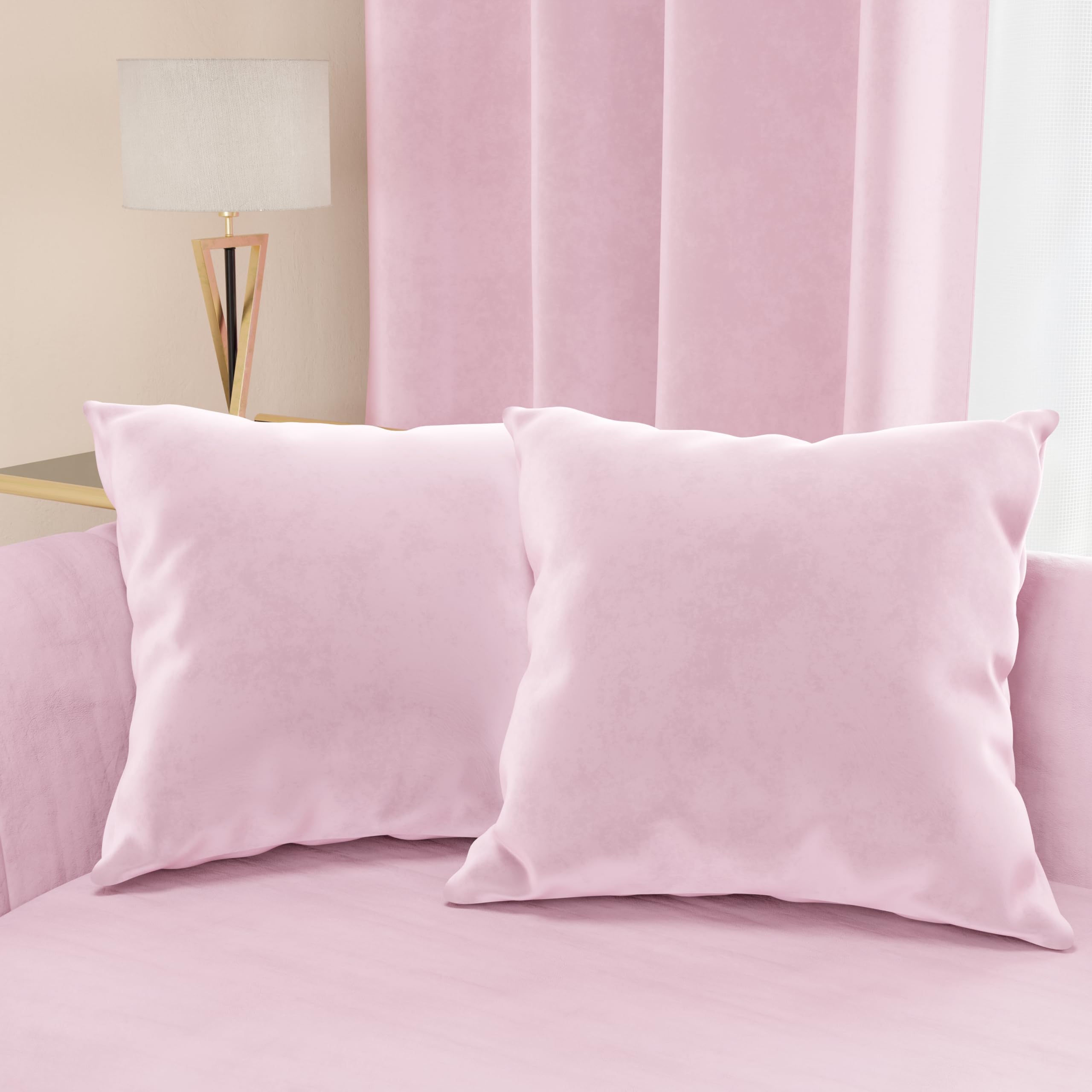 PETTI ARTIGIANI ITALIANI - 2 Cojines de Terciopelo con Relleno para Sofá y Cama, Fundas de Cojín Decorativas con Bolsillo, 60x60 cm, Rosa