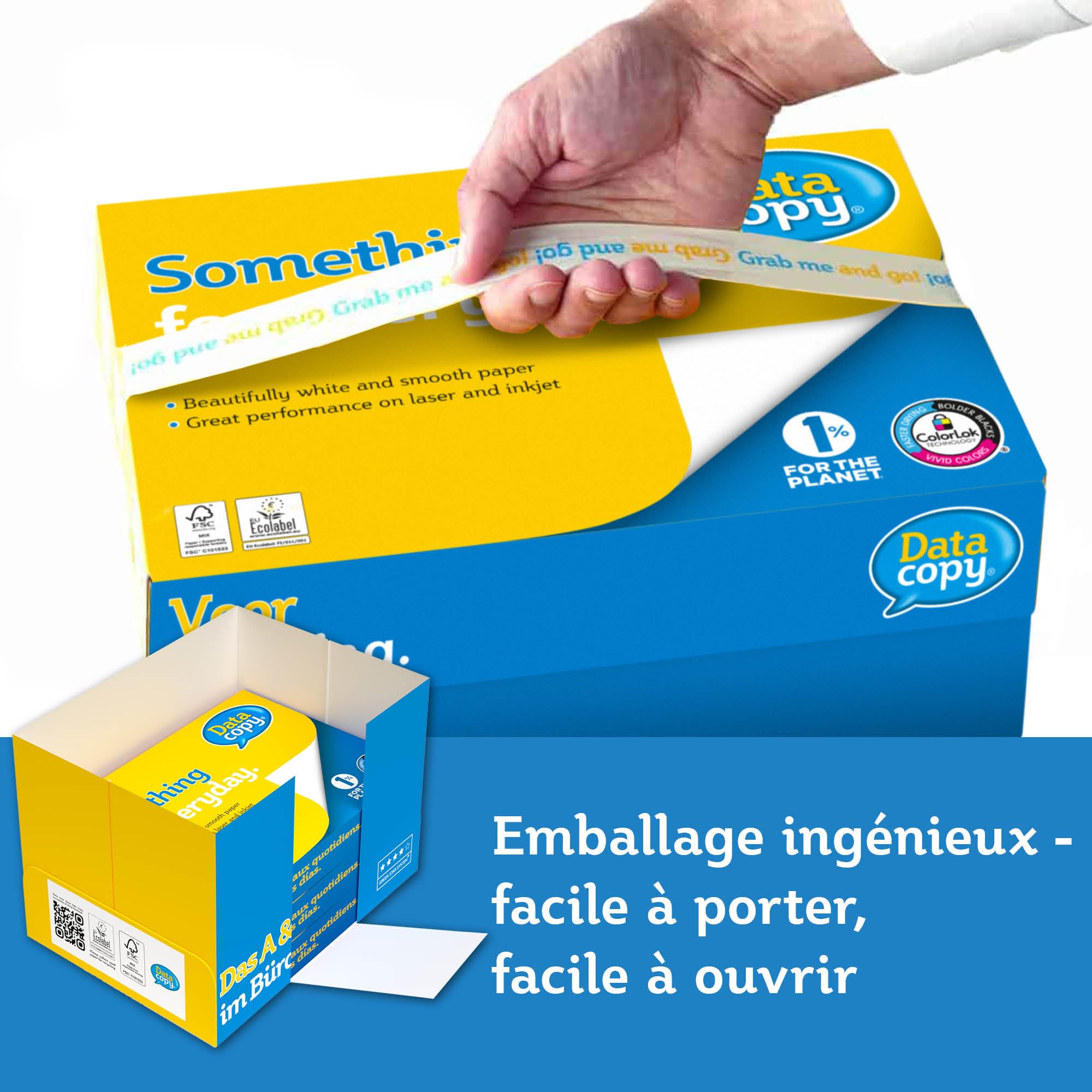 Data Copy - Papier premium Blanc 90 g/m² A4 - Carton de 5 x 500 feuilles