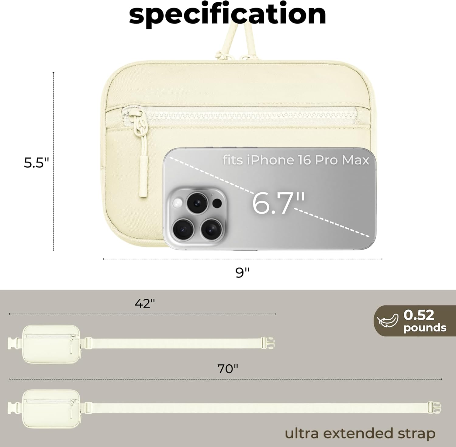 FORZAROCKET Plus Size Fanny Pack, 70-Inch Extended Strap Belt Bag, Crossbody Sling for Women & Men - Image 6