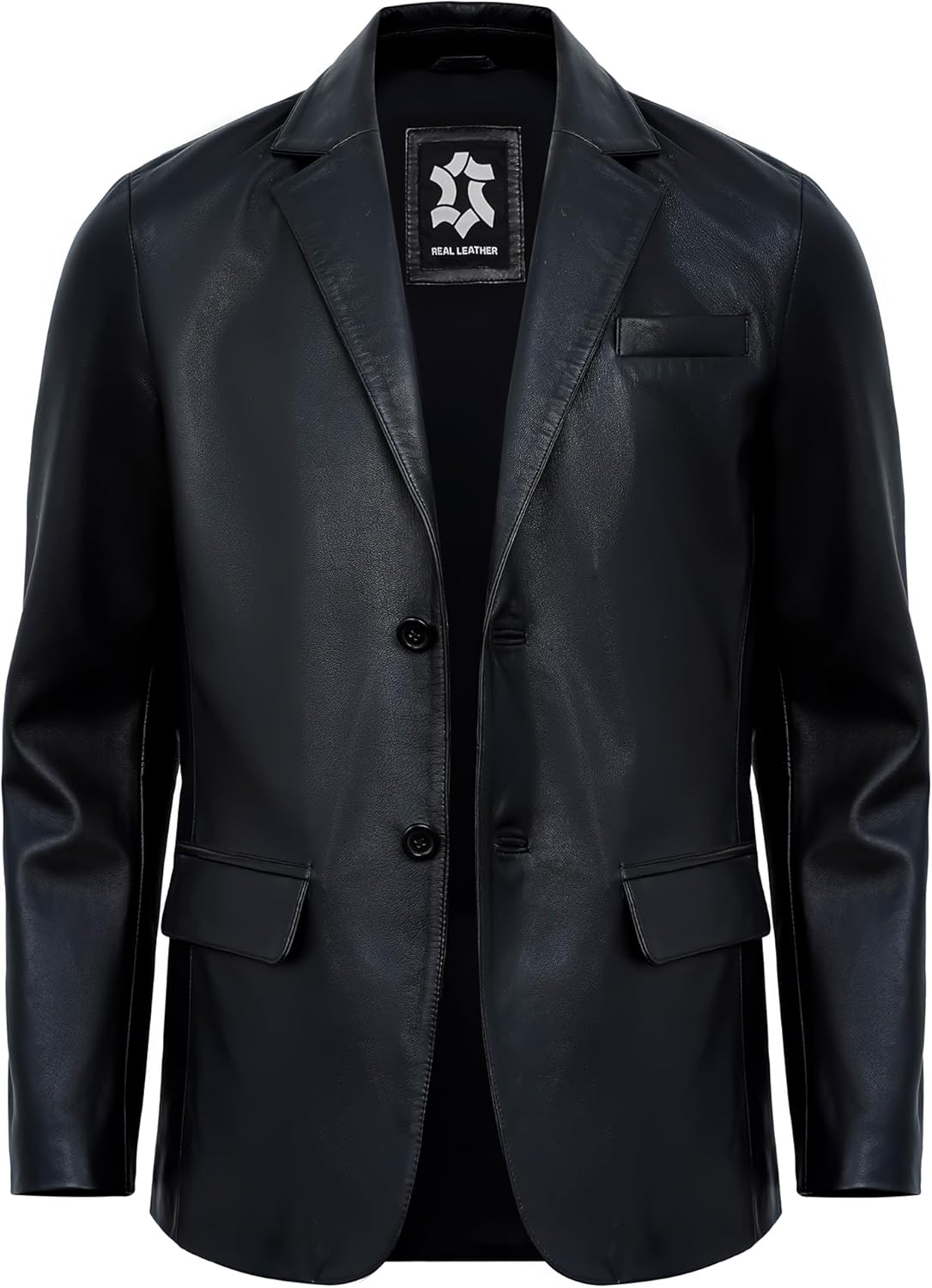 Leather Blazer Men - Casual 2 Button Coat Style Real Lambskin Mens Leather Jacket - Image 4