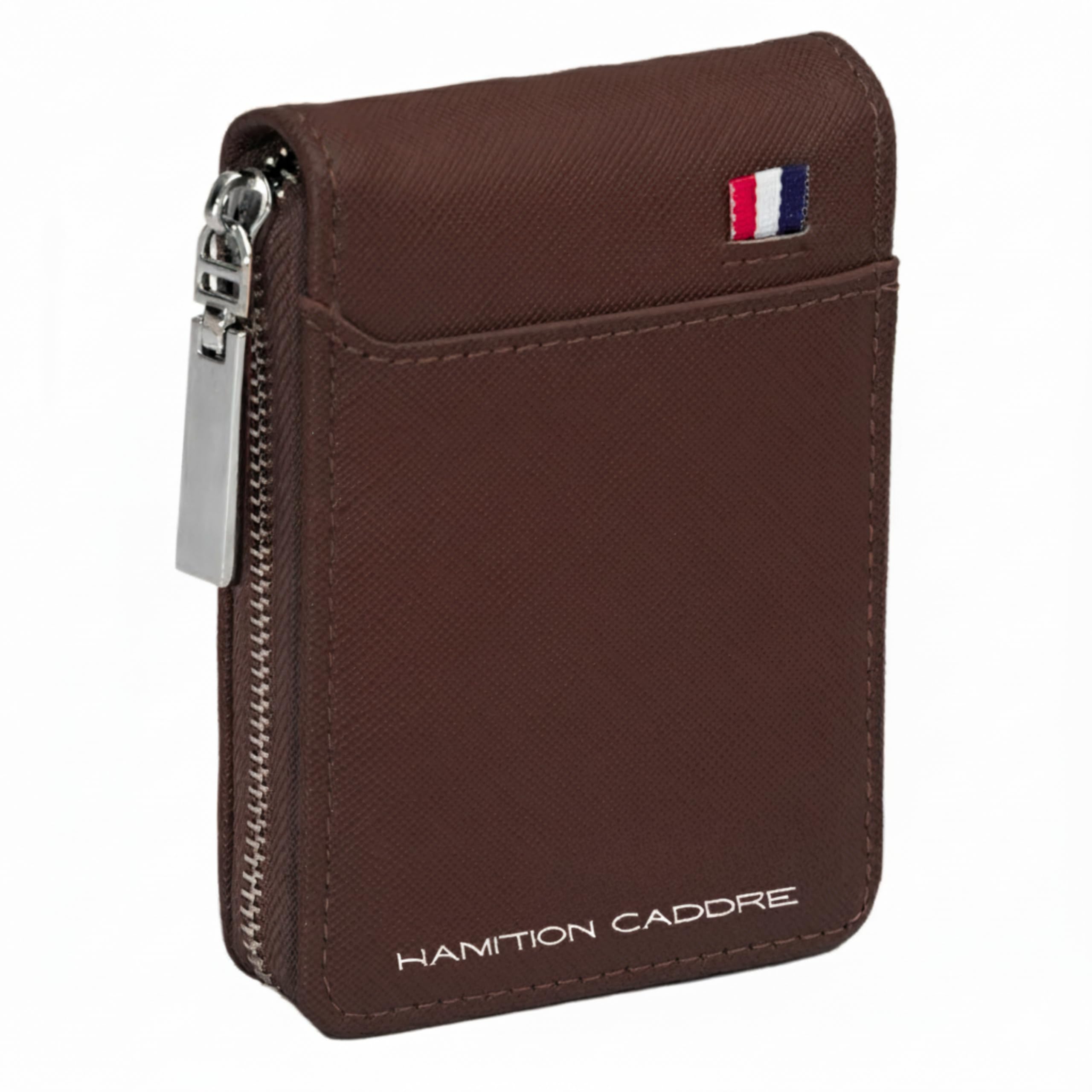 hamition caddre PU Leather 9 Slot Card Holder Vertical Credit Debit Card Holder Money Wallet Zipper Coin Purse for Men Women (Brown)-picture-29