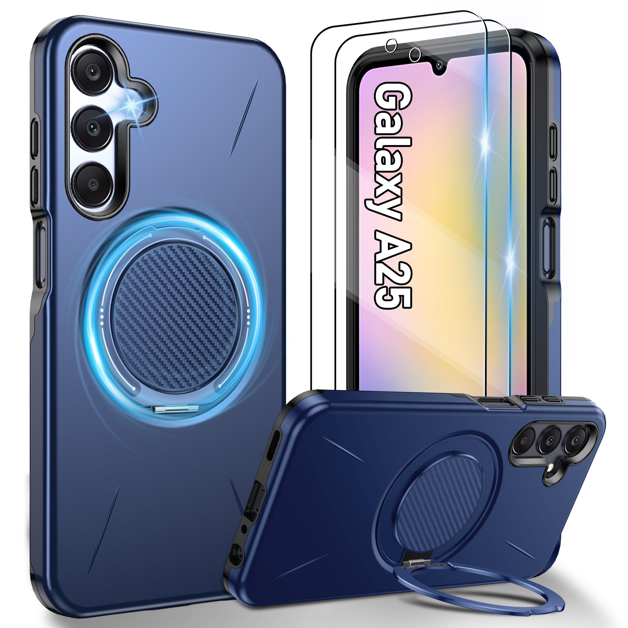 Gritup für Samsung S Serie Gehäuse [Kompatibel mit MagSafe Zubehör]: 2 Stück HD-Bildschirmschutz, eingebauter Kickstand, Dual Layer Stoßdicht, Kamera Guard, Samt Touch