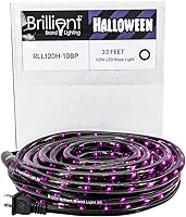 Vista 2 de Cuerda de luz LED morada, edición de Halloween, con PVC negro, 120 voltios, 33 pies