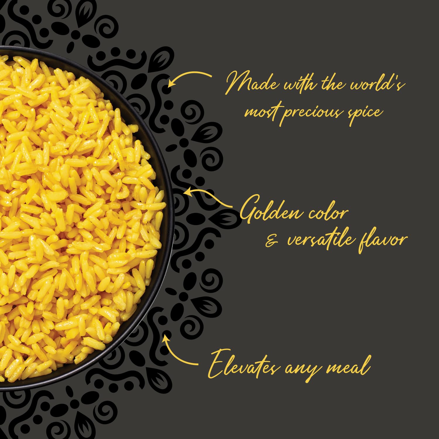 Mina Saffron Rice, Yellow Rice, With Extra Virgin Olive Oil, Ready to Eat Rice Pilaf, Side Dishes, Microwave Rice, Vegan Protein, Non-GMO, Gluten-Free, Kosher, 8 oz (Pack of 6)