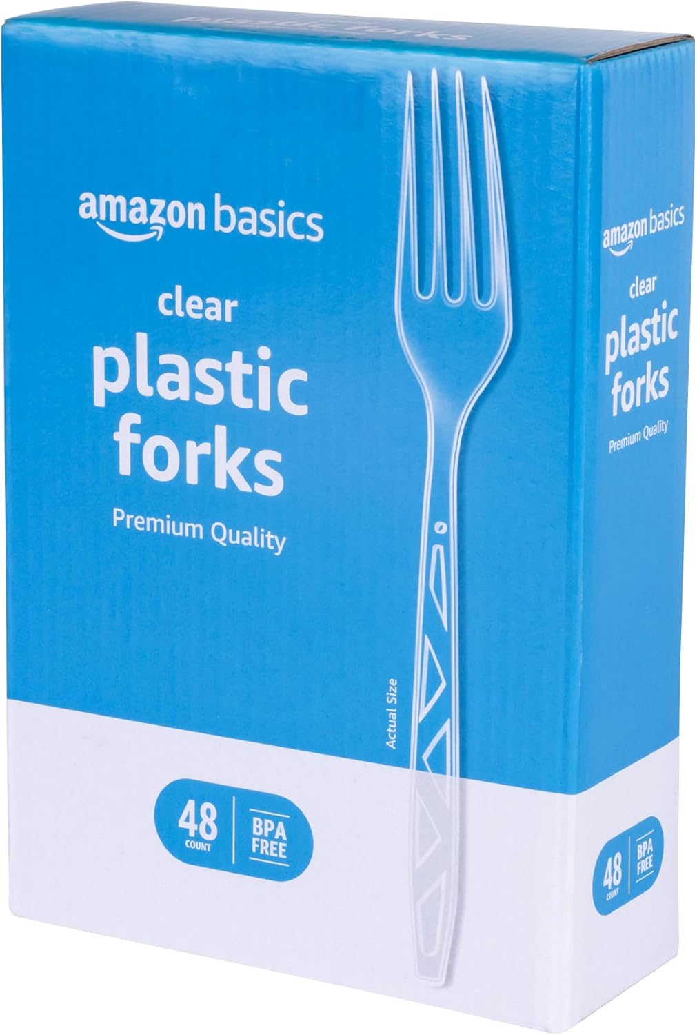 Amazon Basics Disposable Clear Plastic Forks, Premium Quality, 48 Count - Amazon product rated Grade A
