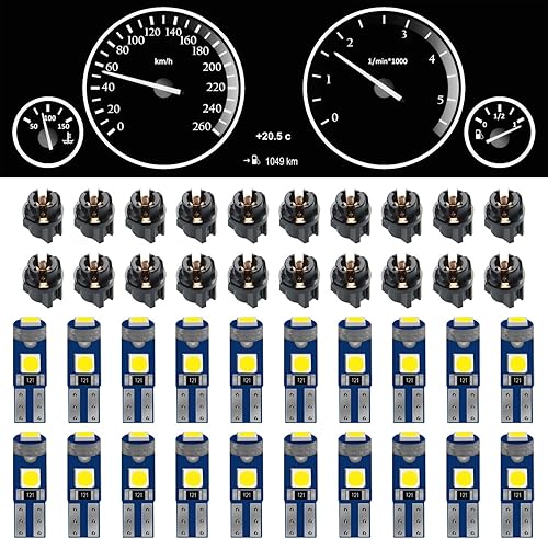 Miniatura 1 de 20 bombillas LED T5 2721 37 74, PC74 PC37 de cuña superbrillante con enchufe de bloqueo giratorio, luces de repuesto para panel de instrumentos de