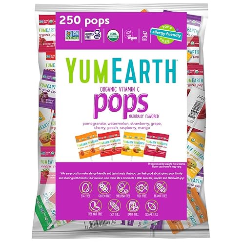 YumEarth - Paquete variado de paletas orgánicas con sabor a frutas, con vitamina C, aptas para alérgicos, sin gluten, sin transgénicos, veganas, sin