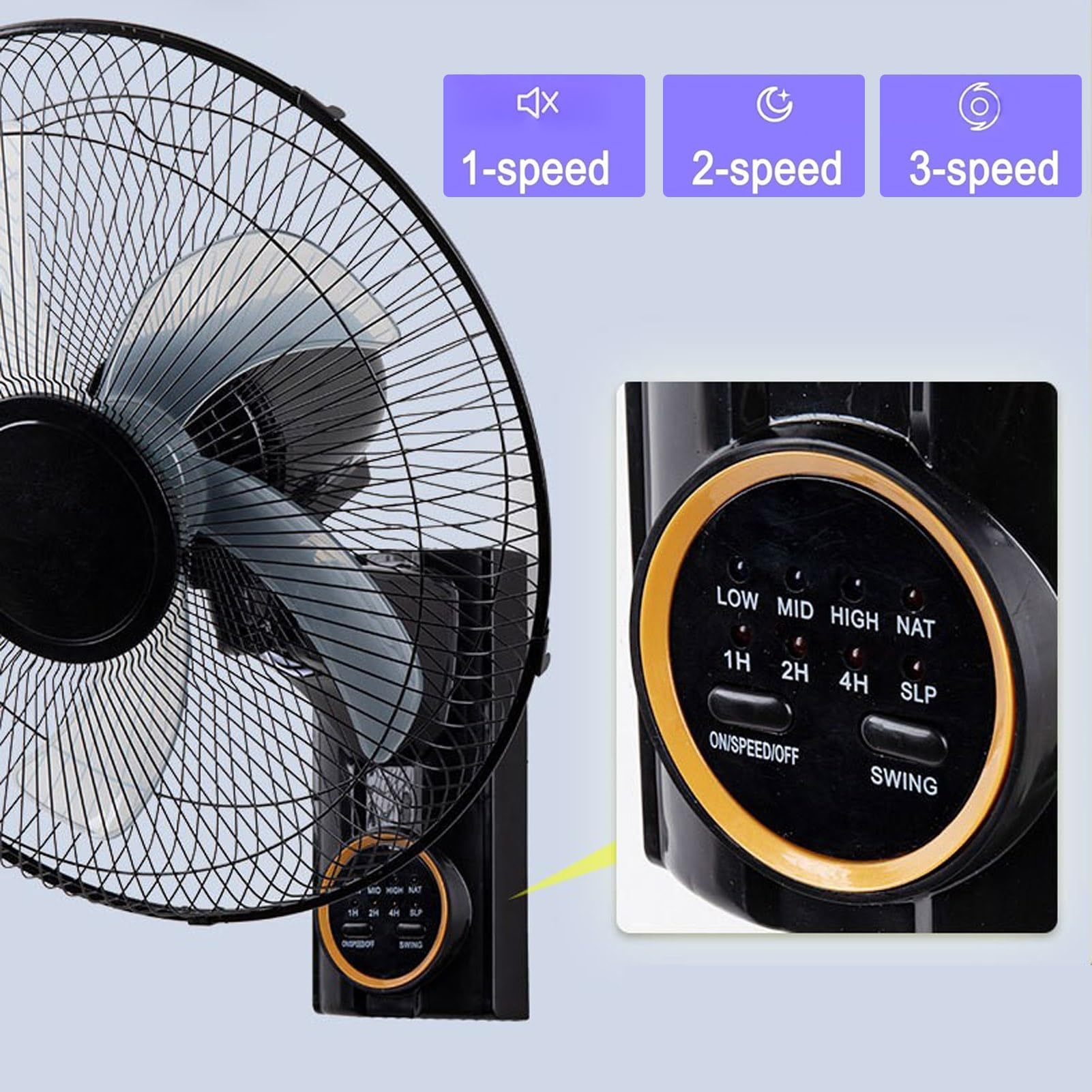 Ventilatore da Parete Energia Solare con 5 Pale Rotanti 40cm per Esterno | Motore Potente E Silenzioso, 3 Velocità, Inclinazione 28° e Oscillazione 90°, Telecomando e Timer, Garage Serra