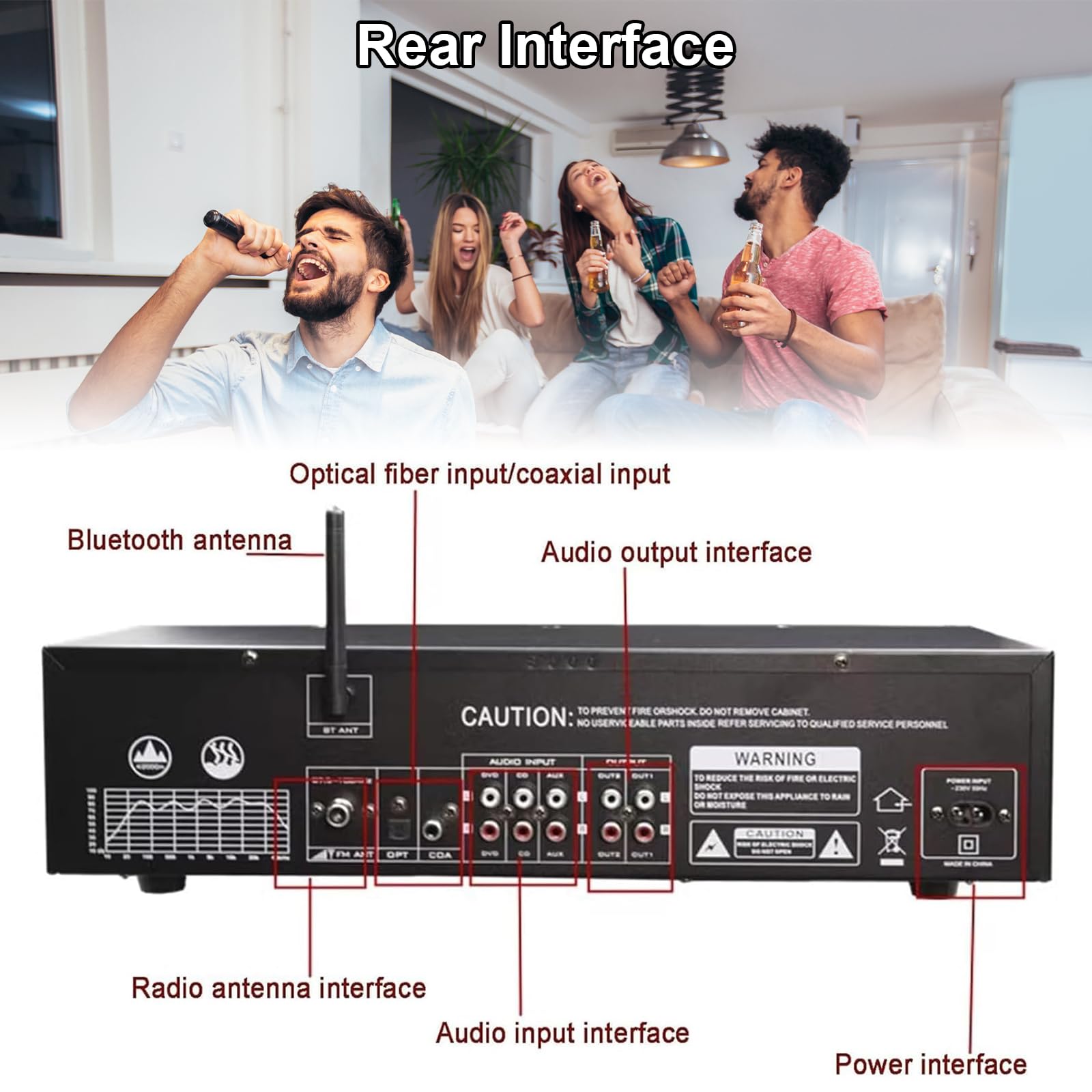 Ecualizador gráfico estéreo de 31 Bandas, decodificación de Audio Digital óptica coaxial Bluetooth 5.4, reducción de Ruido, 12 Patrones de Ritmo, para Estudio de grabación（EQ8000）