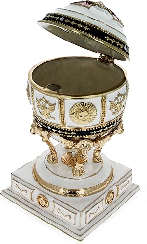 Miniatura 5 de BestPysanky Cruz Roja sobre esmalte blanco Royal Inspired Imperial Huevo de Pascua