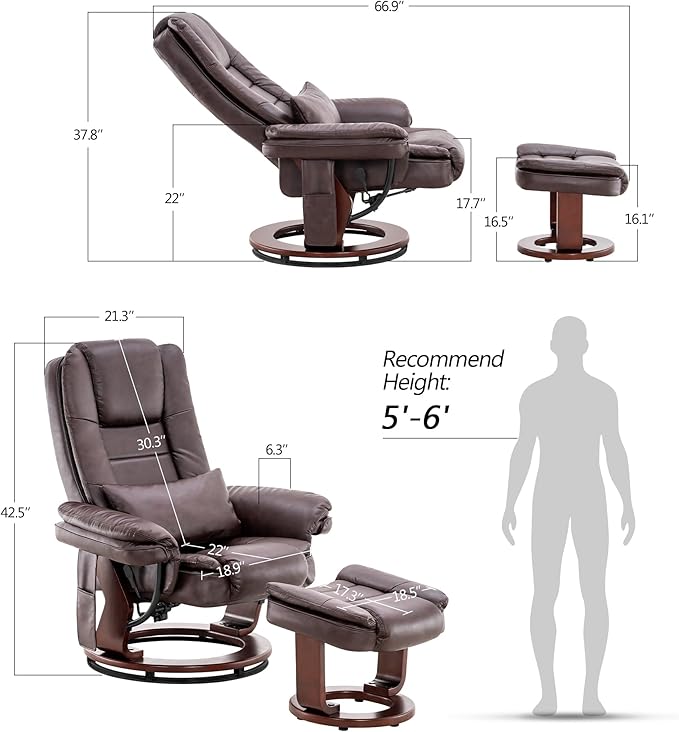 Sillón Reclinable Giratorio con Masaje y Apoya Pies miniatura 3