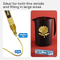 Vista 3 de Artistro 2 marcadores de pintura acrílica dorados - 3mm punta media - perfectos para manualidades, proyectos de arte y más